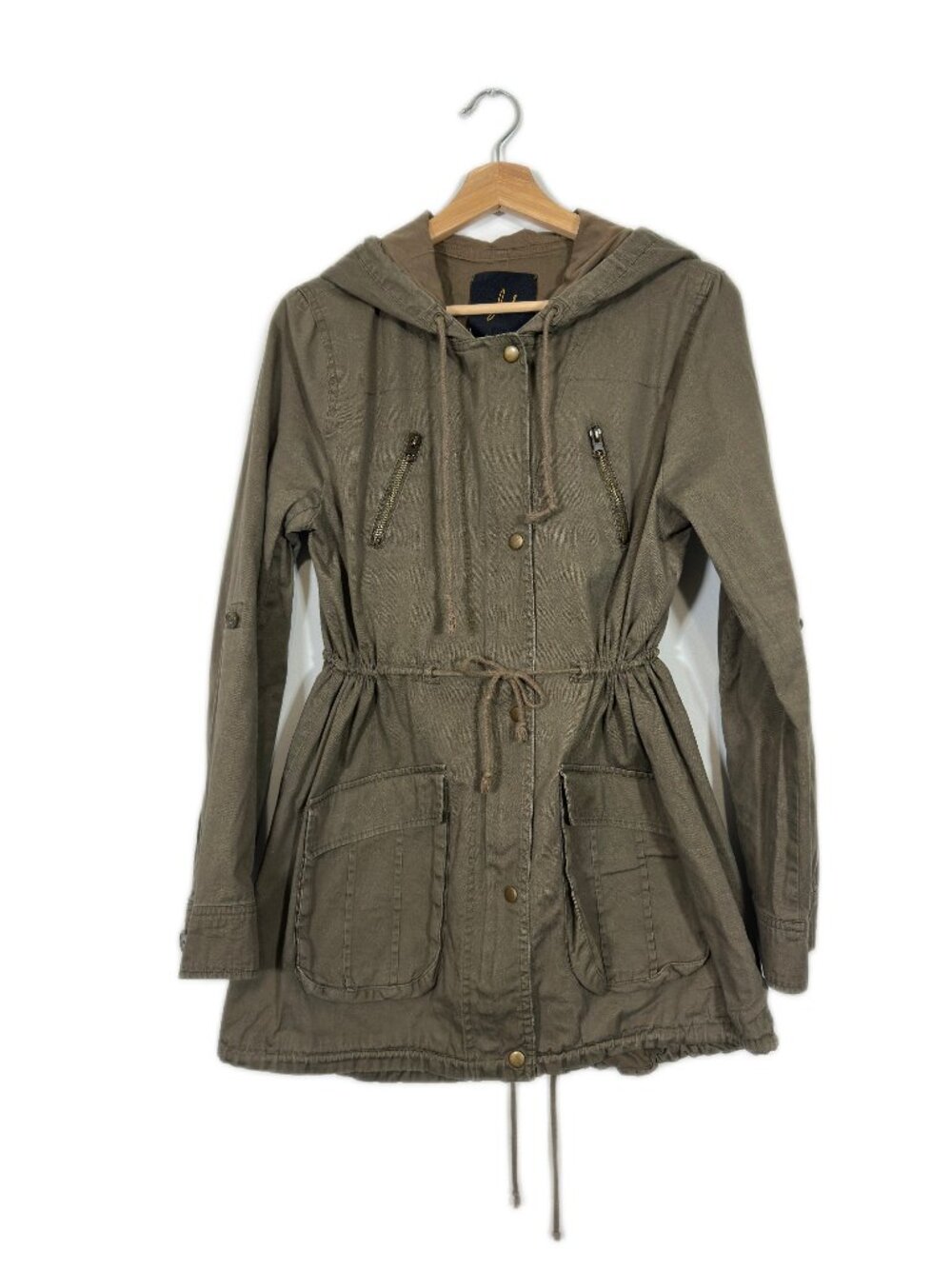 Jack Women's Hooded Utility Jacket Large Olive Green Military Casual Outdoor